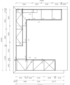 Schüller U-Küche Chaleteiche Beton Grundriss